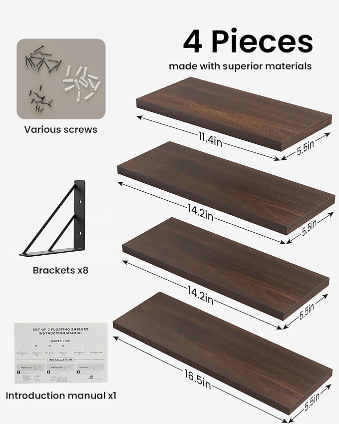 BAYKA Floating Shelves for Wall, Book Shelf for Bedroom, Decor Shelves for - Image 8