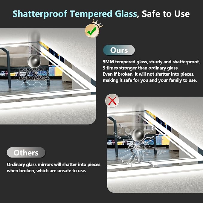 32x36 LED Bathroom Mirror with Lights, Backlit and Front Lit, Anti-Fog Lighted - Image 7