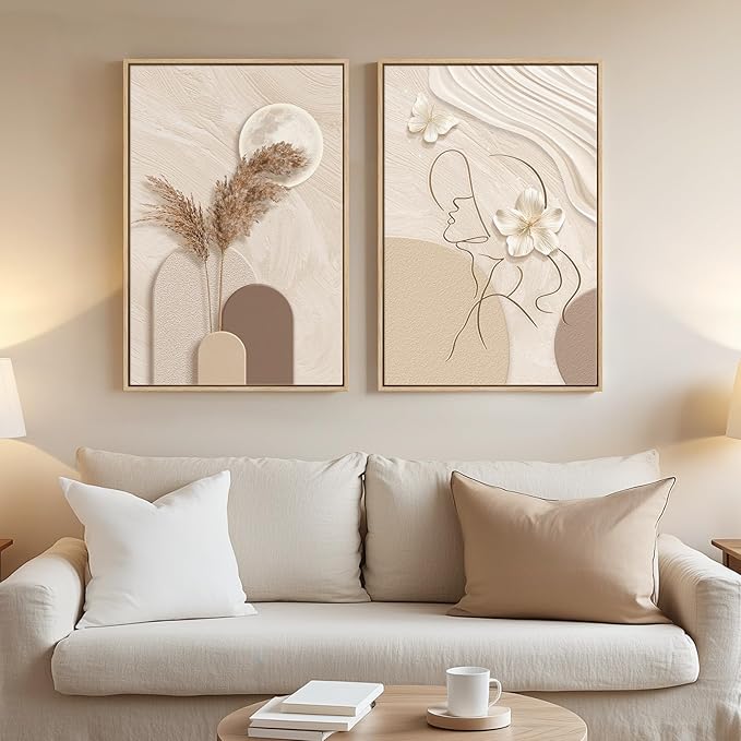 Framed Neutral Abstract Wall Art by Cuspin