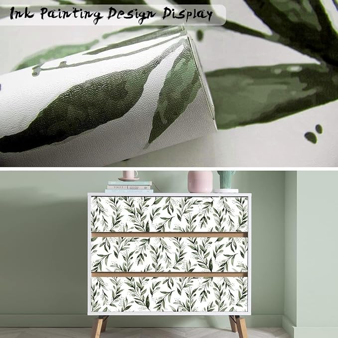 Livebor Green Leaf Wallpaper Peel and Stick Olive Leaf Contact Paper 17.7inch x - Image 4