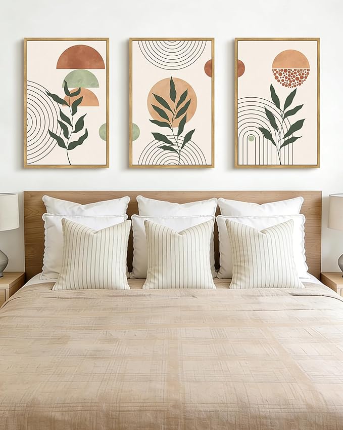 PHOPAGO Boho Wall Art Sage Plant Botanical Bohemain Framed Wall Printing Large by PHOPAGO
