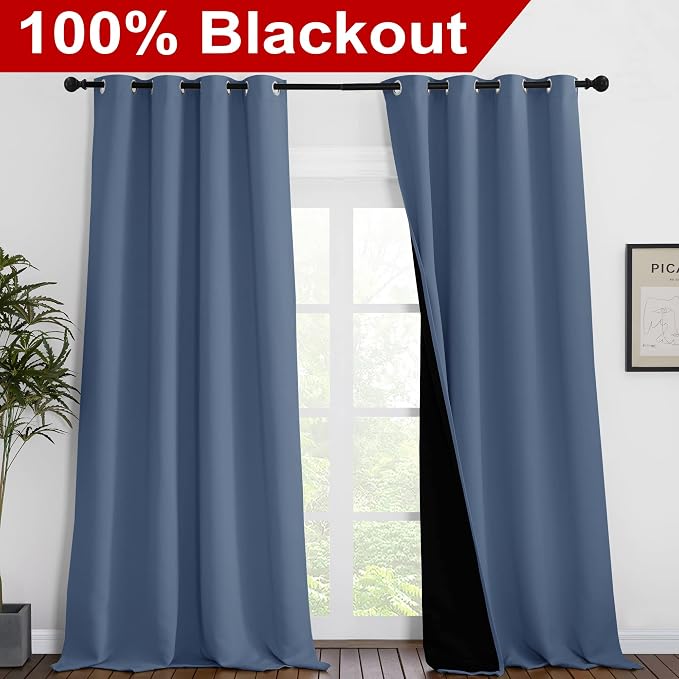NICETOWN Cold Reducing Curtains, 100% Sun Blocking Curtains, Sound Proof Drapes - Image 2