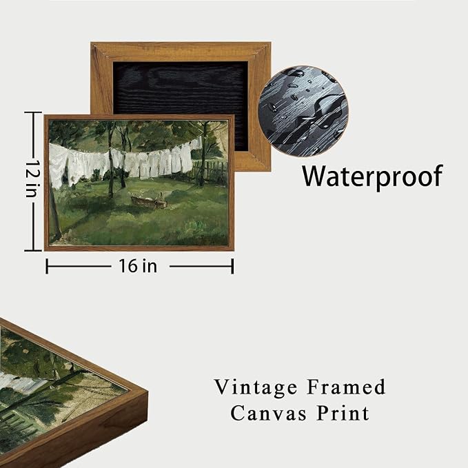 OIQArtOIQ Vintage Landscape Canvas Wall Art Framed Natural Scenery Painting - Image 2
