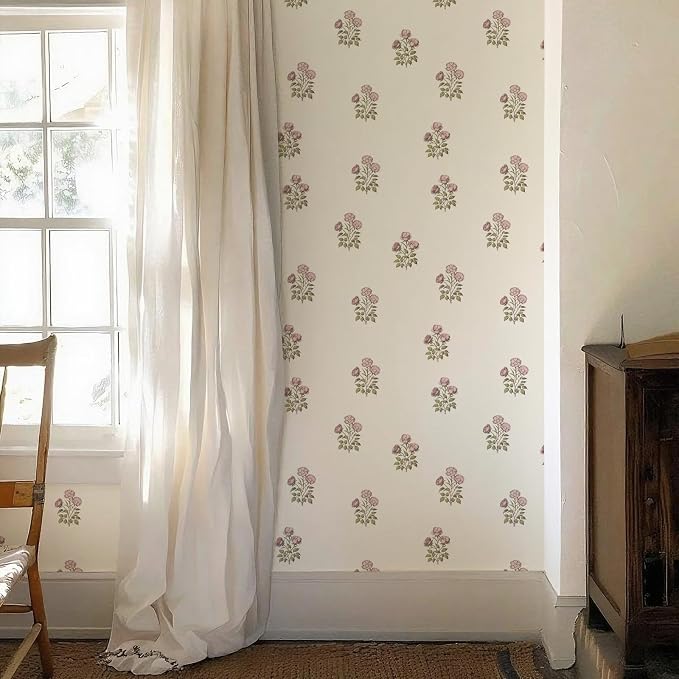 17.3"× 590.5" Vintage Floral Wallpaper Peel and Stick Boho Wallpaper Removable - Image 7