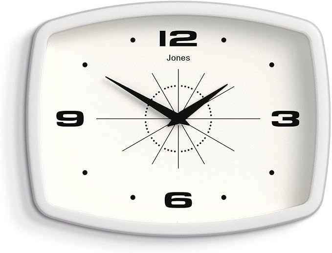 JONES CLOCKS® Movie Wall Clock | Retro Rectangular Clock | 10 inch | White | by JONESCLOCKS
