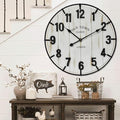 Large Old Town Farmhouse Wall Clock – 24 Inches Rustic Antique Wood by EMAXHOME