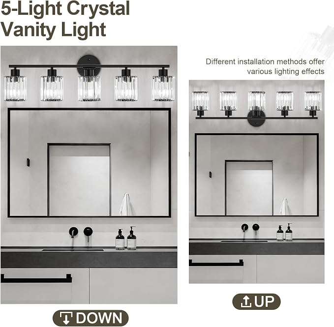 Crystal Bathroom Light Fixtures, Bathroom Lighting Fixtures Over Mirror - Image 5