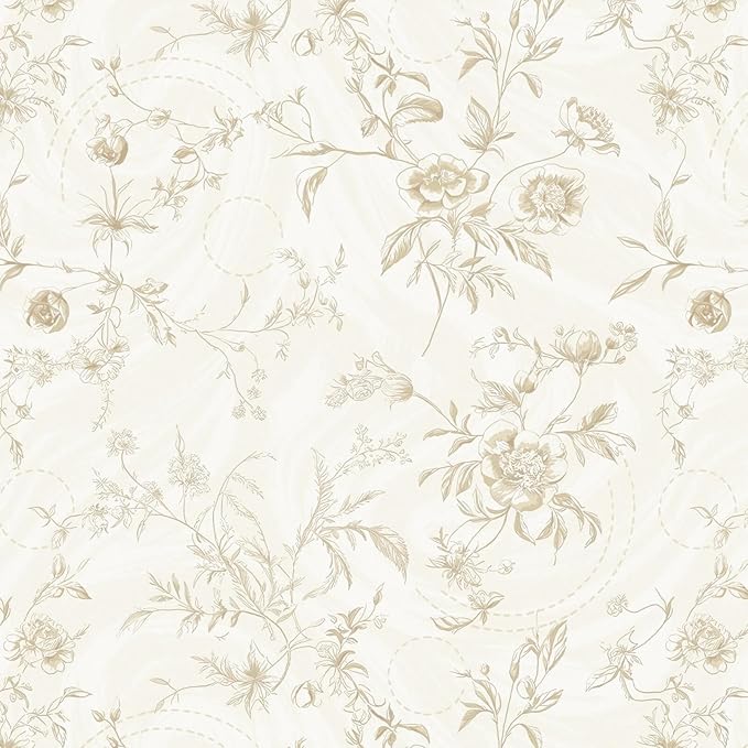 Ismoon Peel and Stick Wallpaper Floral Vintage Stick on Wall Paper Beige French by Ismoon