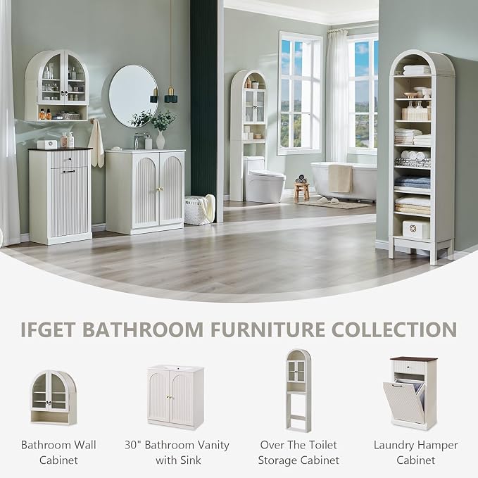 IFGET Bathroom Arched Wall Cabinet, 23.6'' Wide Medicine Cabinet - Image 7