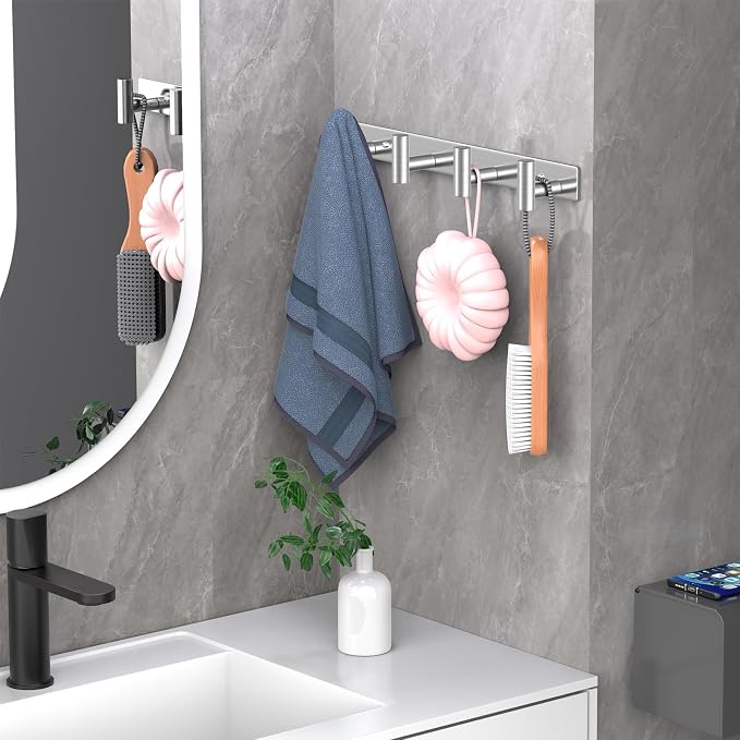 Wall Mounted Coat Rack-4 Hooks, Heavy Duty Stainless Steel Wall Hooks - Image 5