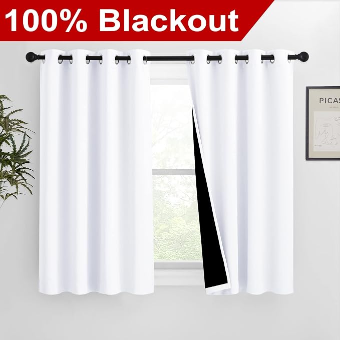 NICETOWN White 100% Blackout Curtains - Image 2