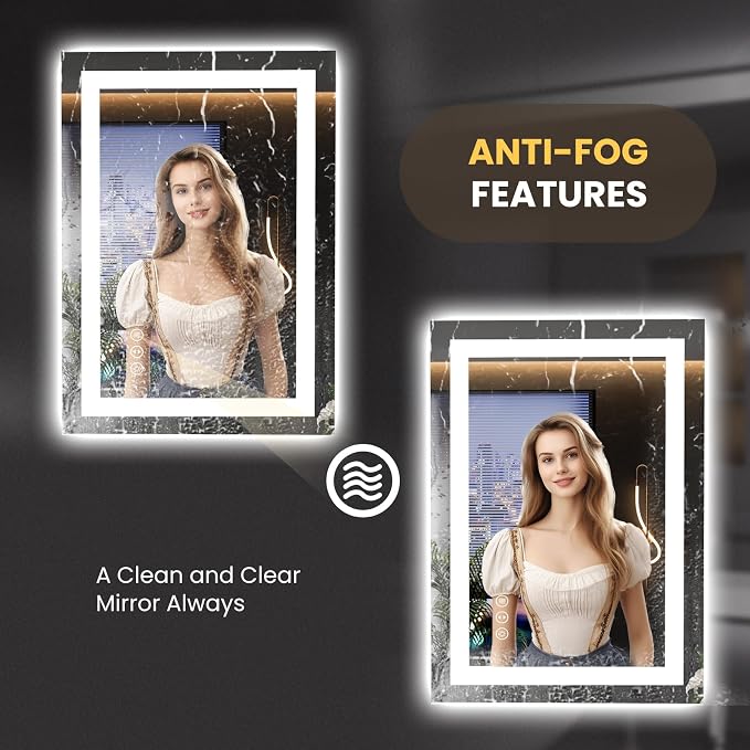 LOAAO 20"x28" LED Mirror for Bathroom, Lighted Bathroom Mirror - Image 4