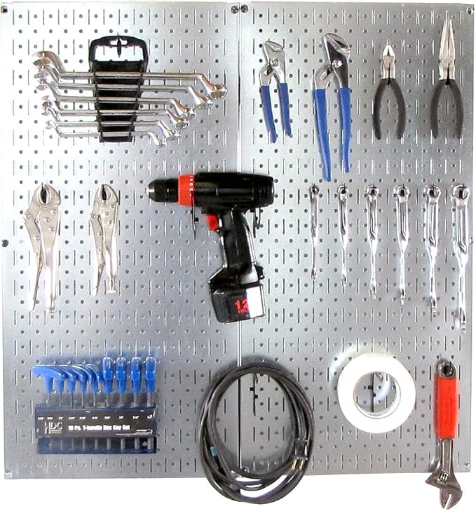 Wall Control 30-P-3232GV Galvanized Steel Pegboard Pack - Image 6