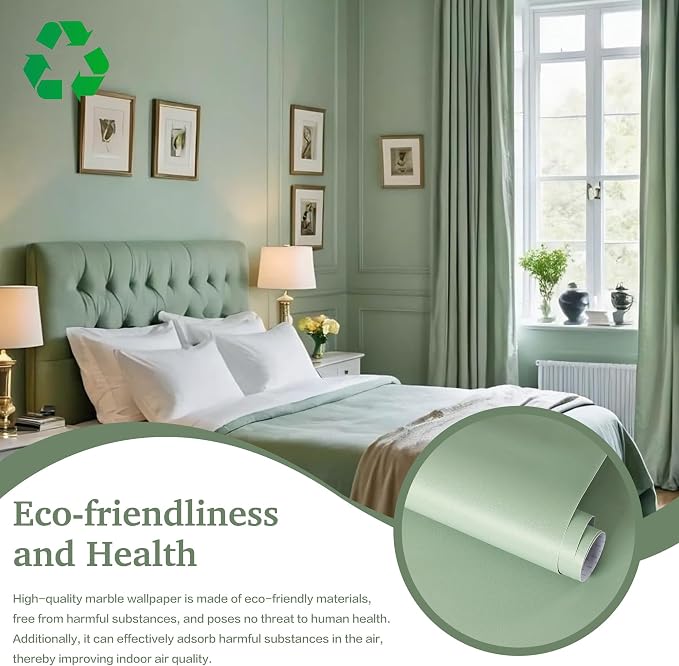 Dimoon 17.7''x118'' Peel and Stick Wallpaper Light Green Contact Paper - Image 2