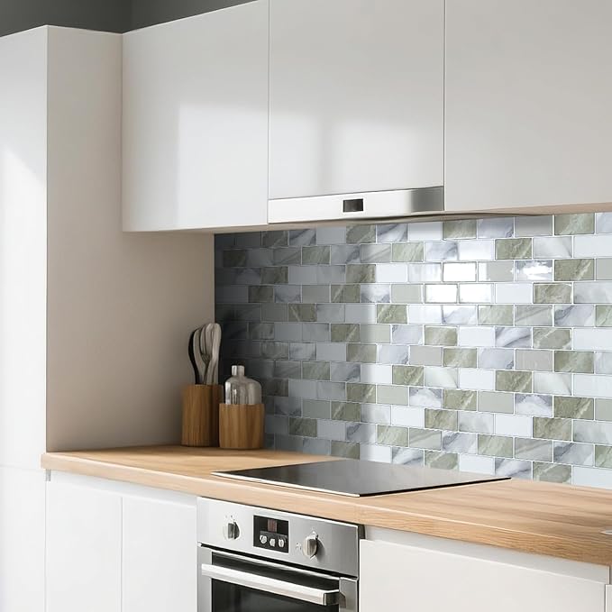 Art3d Peel and Stick Beige & White Wall Tiles – 12"x12" Thickened Design - Image 2