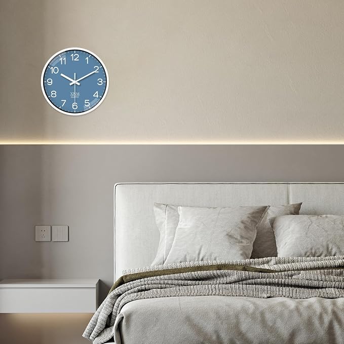 XNM Blue Minimalist Wall Clocks Battery Operated 8 Inch Classic Analog Clock - Image 4