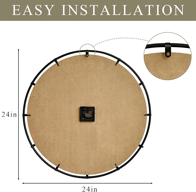 EMAX HOME Rustic Farmhouse Wall Clock 24 Inch, Vintage Oldtown London Wooden - Image 4