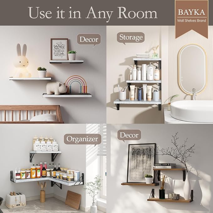 BAYKA Wall Shelves for Bedroom Decor, Floating Wall Shelves for Living Room - Image 4