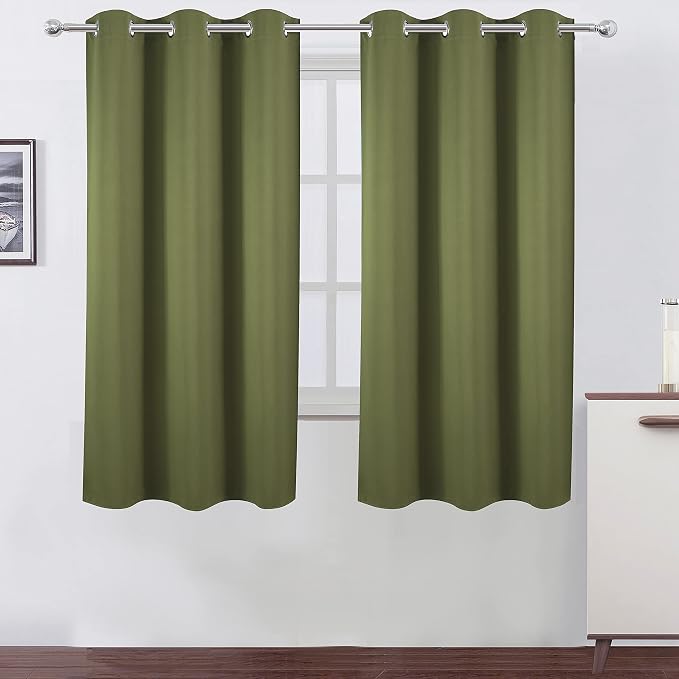 LEMOMO Olive Green Thermal Blackout Curtains/38 x 63 Inch/Set of 2 Panels Room by Lemomo