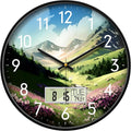 12'' Silent Non-Ticking Rustic Mountain Wildflowers Wall Clock, Battery by SCOAGE