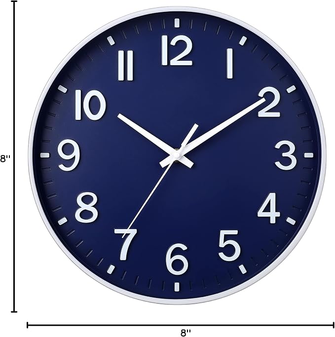 HZDHCLH Wall Clocks Battery Operated, Wall Clock Navy Blue, 8 inch Wall Clock - Image 10