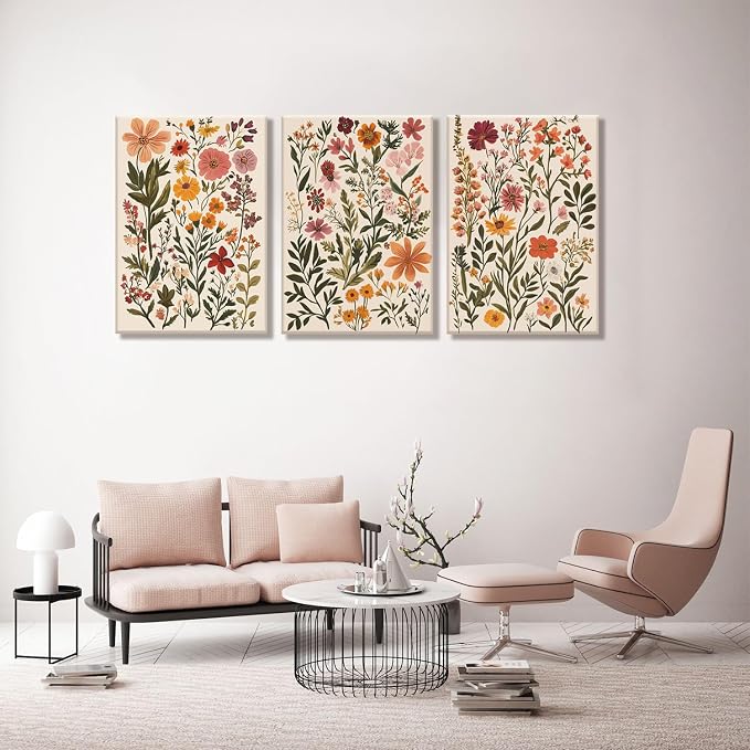 KISSFOX 3 Piece Boho Floral Canvas Wall Art - Image 7