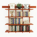4-Tier Wall Mounted Bamboo Bookshelf, 43×52 Inch Large Floating Shelves by Lauxery