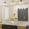 LOAAO 72”X36” Gold Bathroom Mirror, Rounded Rectangle Gold Frame Mirror by LOAAO