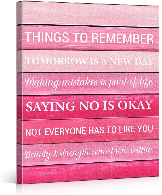 Inspirational Pink Wall Art Decor, Preppy Motivational Room Sign by VAHATAN