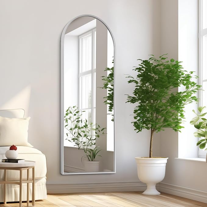 48x16 inches Arch Bathroom Full Length Mirror, Metal Aluminum Frame Modern - Image 5