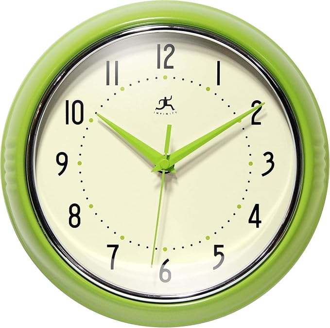 Infinity Instruments LTD. Retro 9 inch Silent Sweep Non-Ticking Mid Century by InfinityInstruments