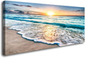 Baisuart S02262 Canvas Prints Wall Art Beach Sunset Ocean Waves Nature Pictures by Baisuart