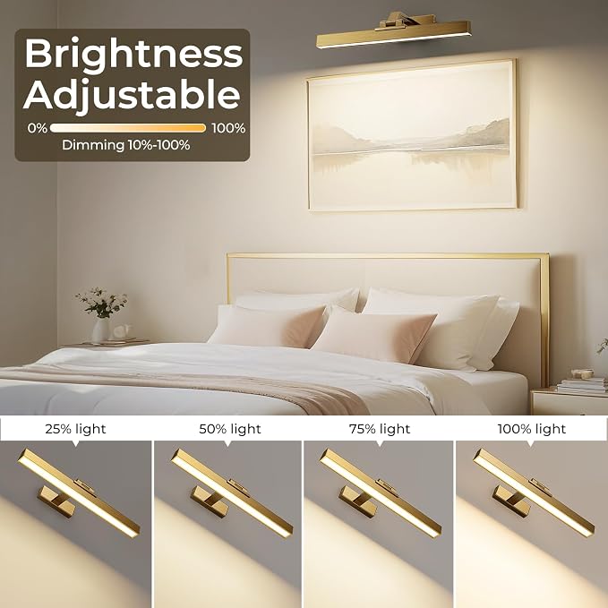 Afyuol Picture Lights for Wall, Brass Battery Operated Picture Light 16in Art - Image 5