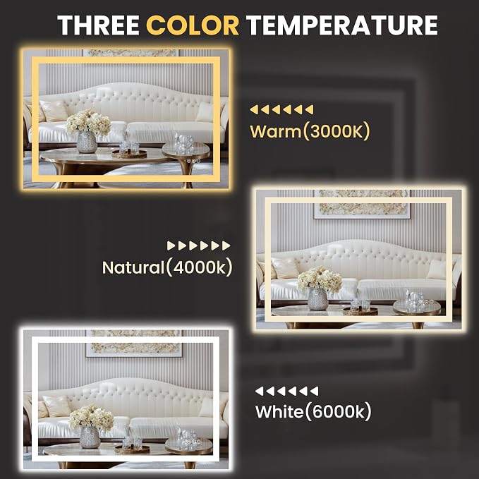 LOAAO 44"x30" LED Bathroom Mirror - Image 5