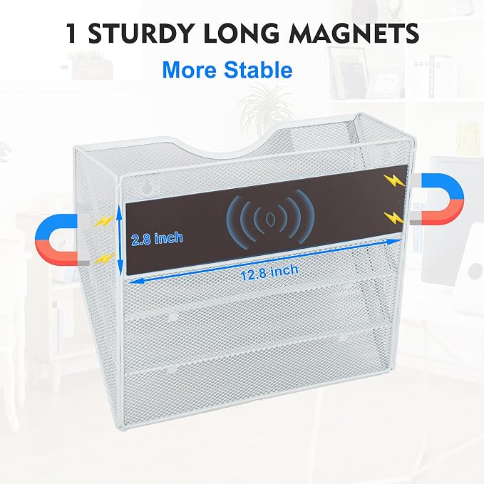 EASEPRES Magnetic 3 Pocket Mesh Hanging Wall File Organizer, Wall Mounted Mail - Image 2