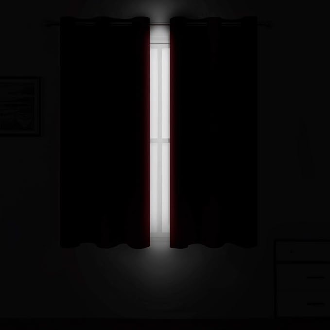 LEMOMO Red Blackout Curtains 34 x 54 Inch Length/Set of 2 Curtain - Image 3
