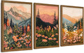 WRFON Botanical and Flower Canvas Wall Art, Framed Mountain Landscape Wall Art by Unknown