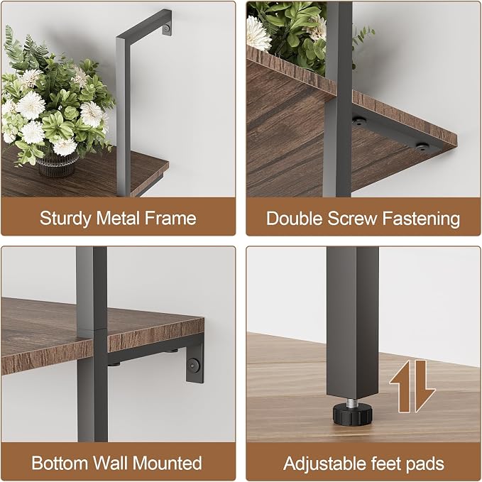 aboxoo Ladder Shelf Open Bookshelf 5-tier Wood Wall-mounted Bookcase Storage - Image 5