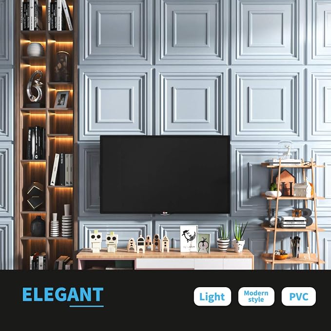 Art3d Decorative 3D Wall Panels 24" x 24", Square Gray Ceiling Tiles, Wall - Image 4