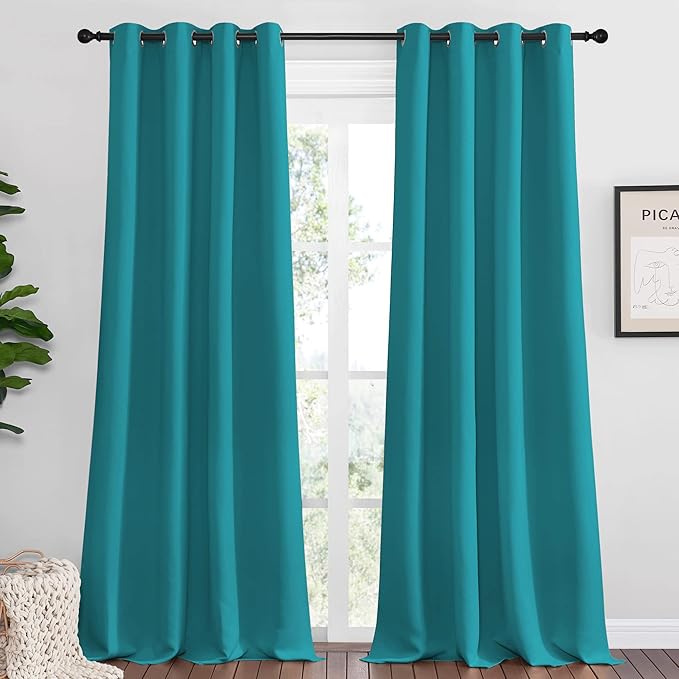 NICETOWN Room Darkening Curtains 102 inch Length 2 Panels, Peacock Teal by NICETOWN