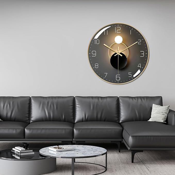 Ergocar Wall Clock, Art Deco Wall Clock, Non-Ticking Silent Modern Metal Wall - Image 2