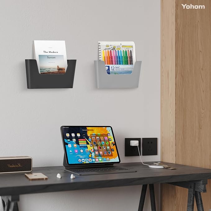 YOHOM Adhesive File Holder Plastic Document Folder Door No Drilling Mount Mail - Image 5
