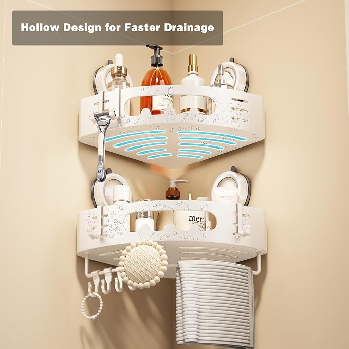 Voldra Corner Shower Caddy Suction Cup, Aluminum Corner Shower Shelves - Image 3