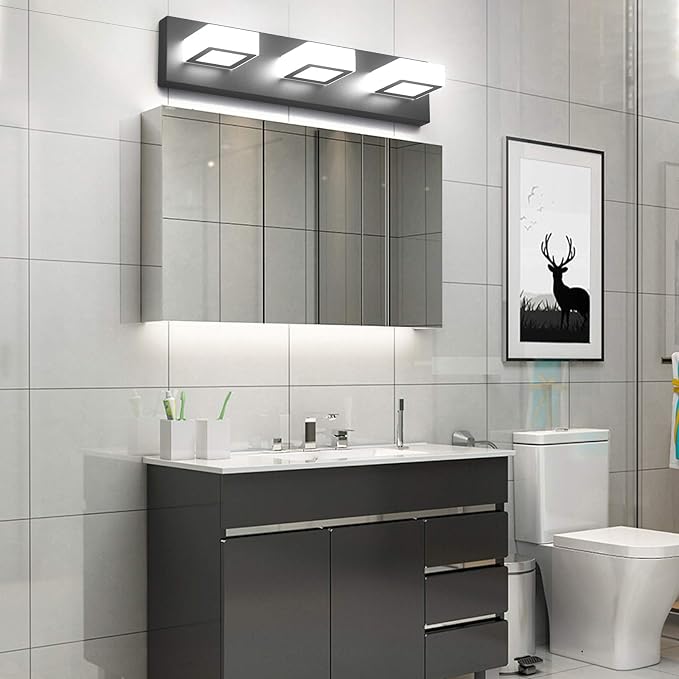 Ralbay 3 Light Dimmable Bathroom Vanity Light LED Modern Matte Black Vanity - Image 6
