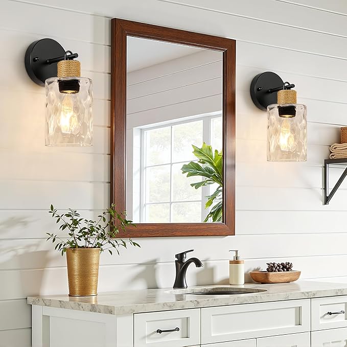MOKATNG Set of 2 Wall Sconces for Bathroom, Coastal Modern Vanity Lights - Image 2