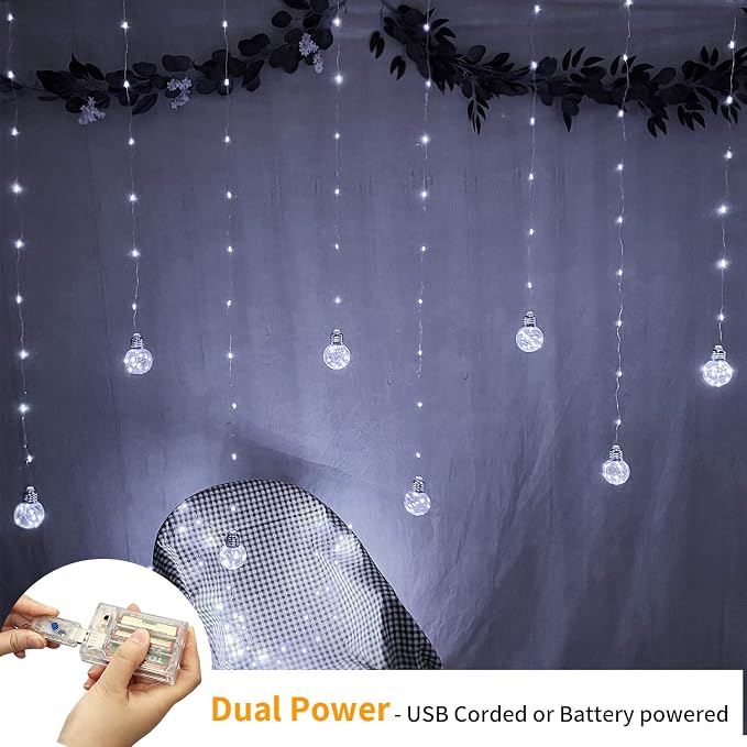YOLIGHT Wishing Ball Curtain Lights 200 LED Window Curtain String Lights - Image 2