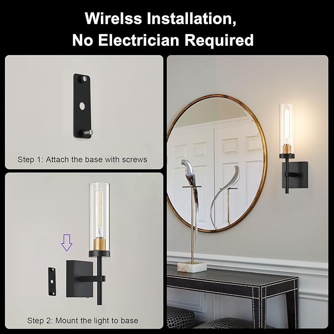 Wireless Wall Sconces with Remote Control, Battery Operated Wall Sconce Set of 2 - Image 5