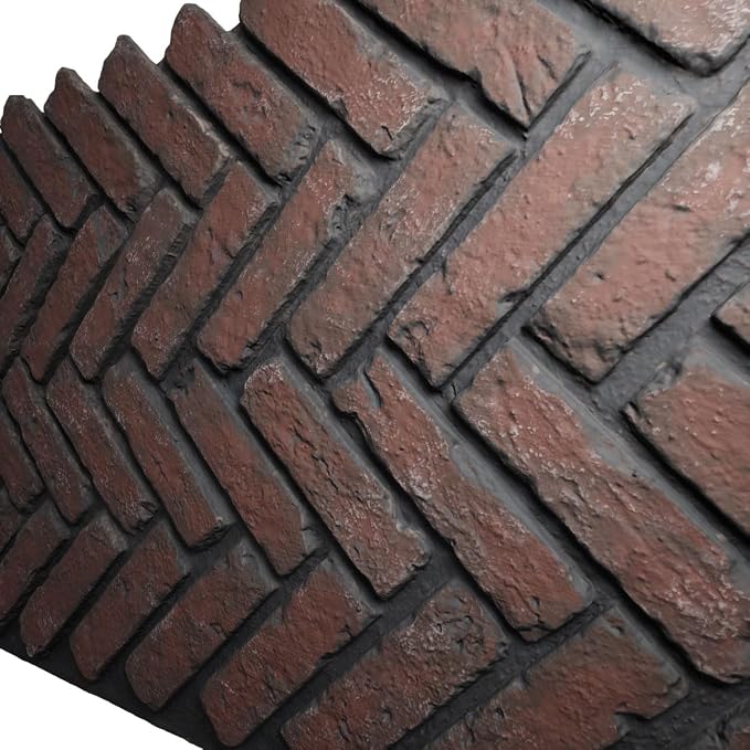 EverStone Herringbone Faux Brick Panel, 46 1/2"W x 25 1/4"H x 1"D, Cinder Color - Image 7