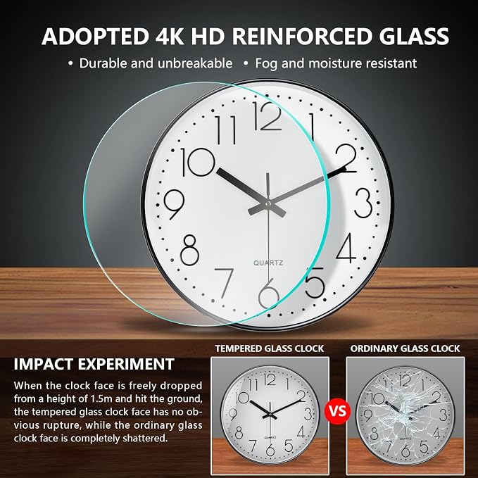 Wall Clock, Silent Wall Clocks Battery Operated 10 Inch Modern Non Ticking - Image 5