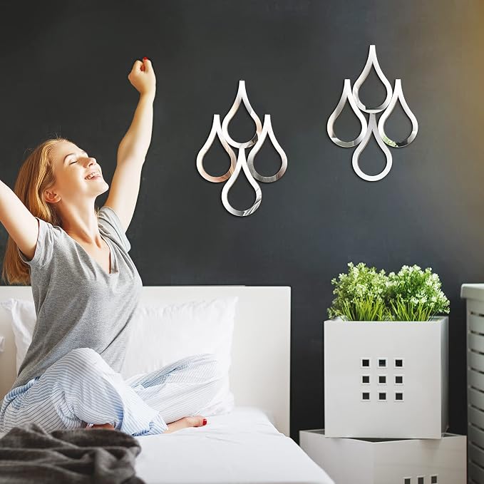 Weysat 2 Pieces Teardrop Wall Mirror Hanging Wall Mounted Decorative Accent - Image 5